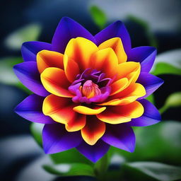 Generate an image of a vibrant and colorful flower blooming in the depths of the ocean