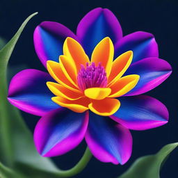 Generate an image of a vibrant and colorful flower blooming in the depths of the ocean