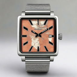 Generate an image of a 42mm men's sports style watch with a square case shape