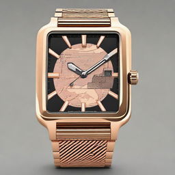 Generate an image of a 42mm men's sports style watch with a square case shape