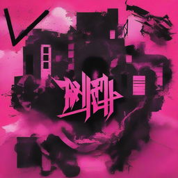 Create an album cover for a new Stray Kids album titled 'Broken World', featuring Pink Viper