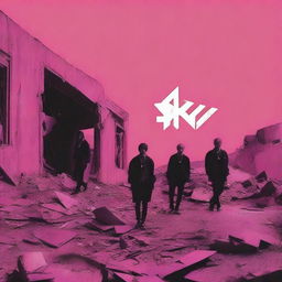 Generate an image for a new album by the band SKZ called 'Broken World' featuring Pink Viper