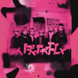 Design an album cover for a new Stray Kids album titled 'Broken World', featuring Pink Viper