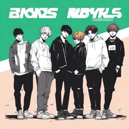 Create a beginner-friendly image for a new Stray Kids album titled 'Broken World' that is easy to trace over on Ibis Paint X