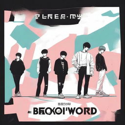 Create a beginner-friendly image for a new Stray Kids album titled 'Broken World' that is easy to trace over on Ibis Paint X