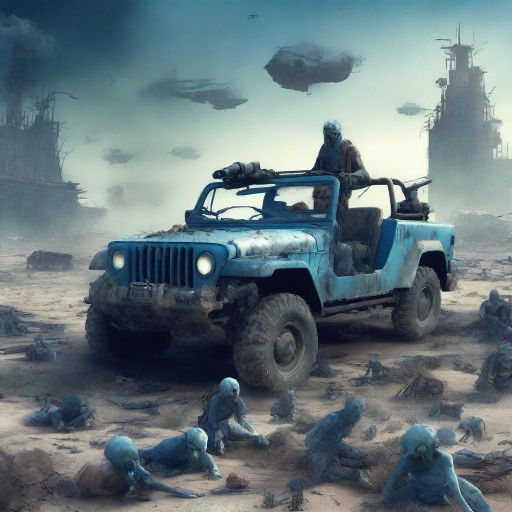 Generate an image depicting a post-apocalyptic war scene