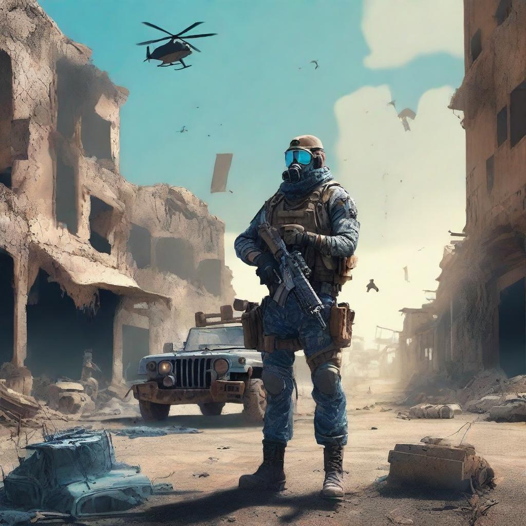 Create an image depicting a post-apocalyptic war scene