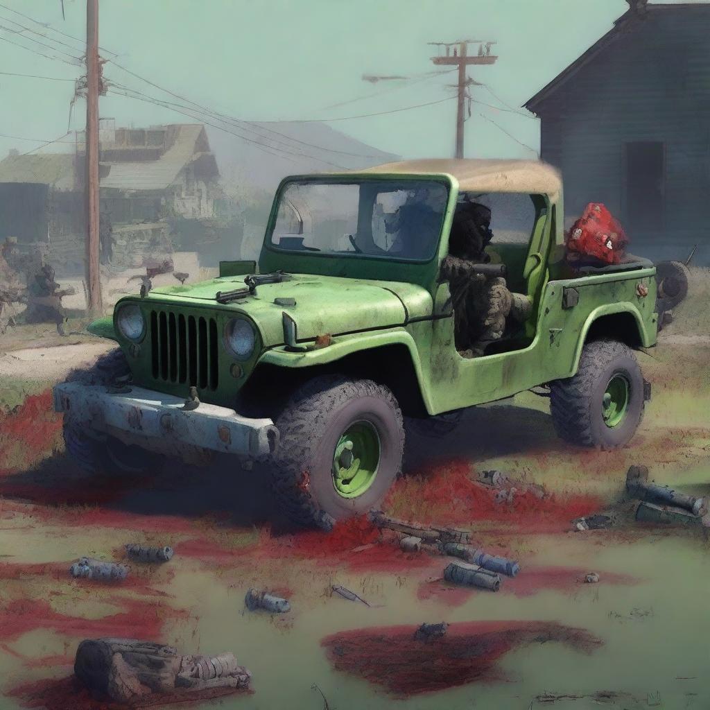 Generate an image depicting a post-zombie apocalypse war scene