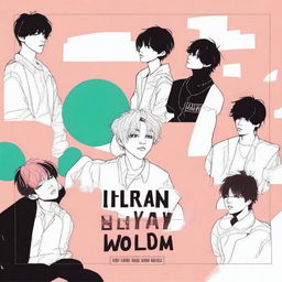 Create a beginner-friendly image for a new Stray Kids album titled 'Broken World' that is easy to trace over on Ibis Paint X