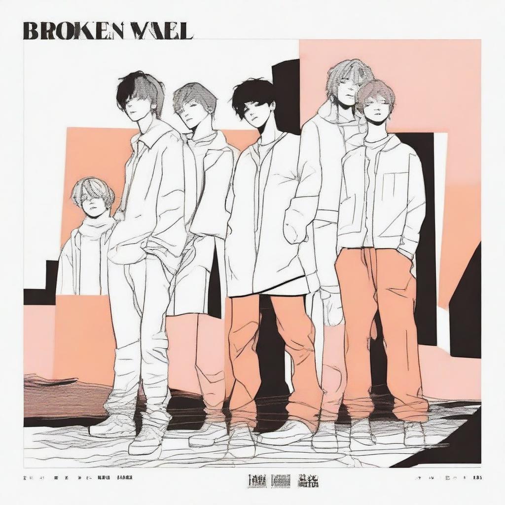 Create a beginner-friendly image for a new Stray Kids album titled 'Broken World' that is easy to trace over on Ibis Paint X