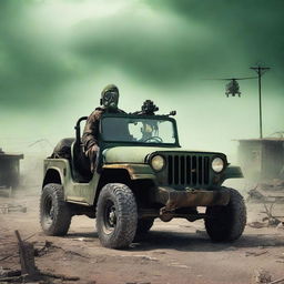 Generate an image depicting a post-zombie apocalyptic war scene