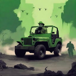 Generate an image depicting a post-zombie apocalyptic war