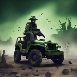 Generate an image depicting a post-zombie apocalyptic war