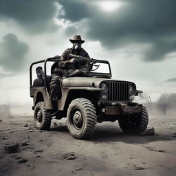 Create an image portraying a post zombie apocalyptic war