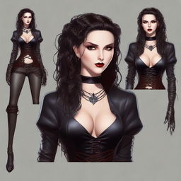 Generate an image of a sexy vampire rogue with medium length braided hair