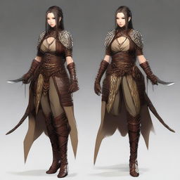 Create an image of a sexy Yuan-ti rogue with medium length braided brown hair