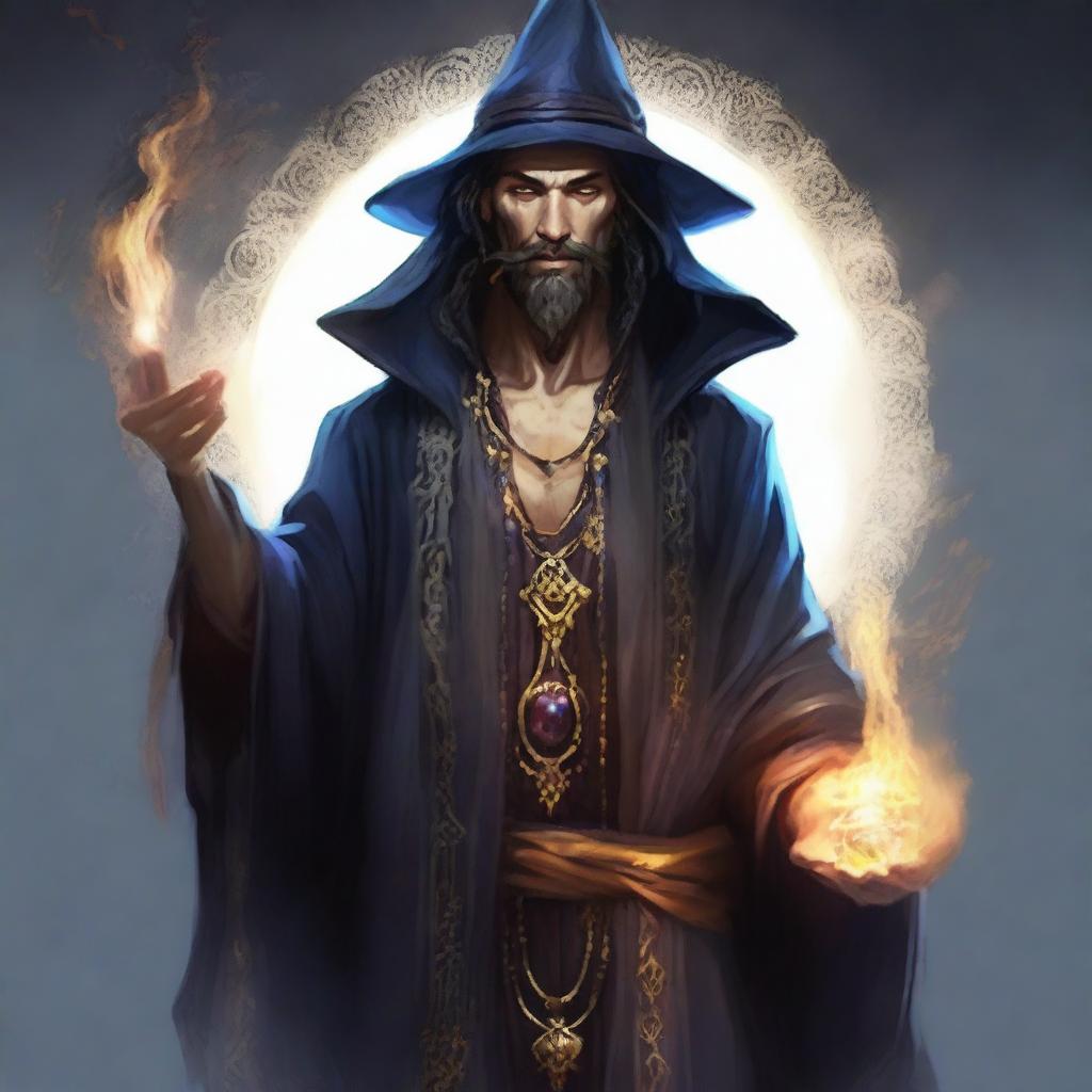 Create an image of a sorcerer who is attractive and appealing