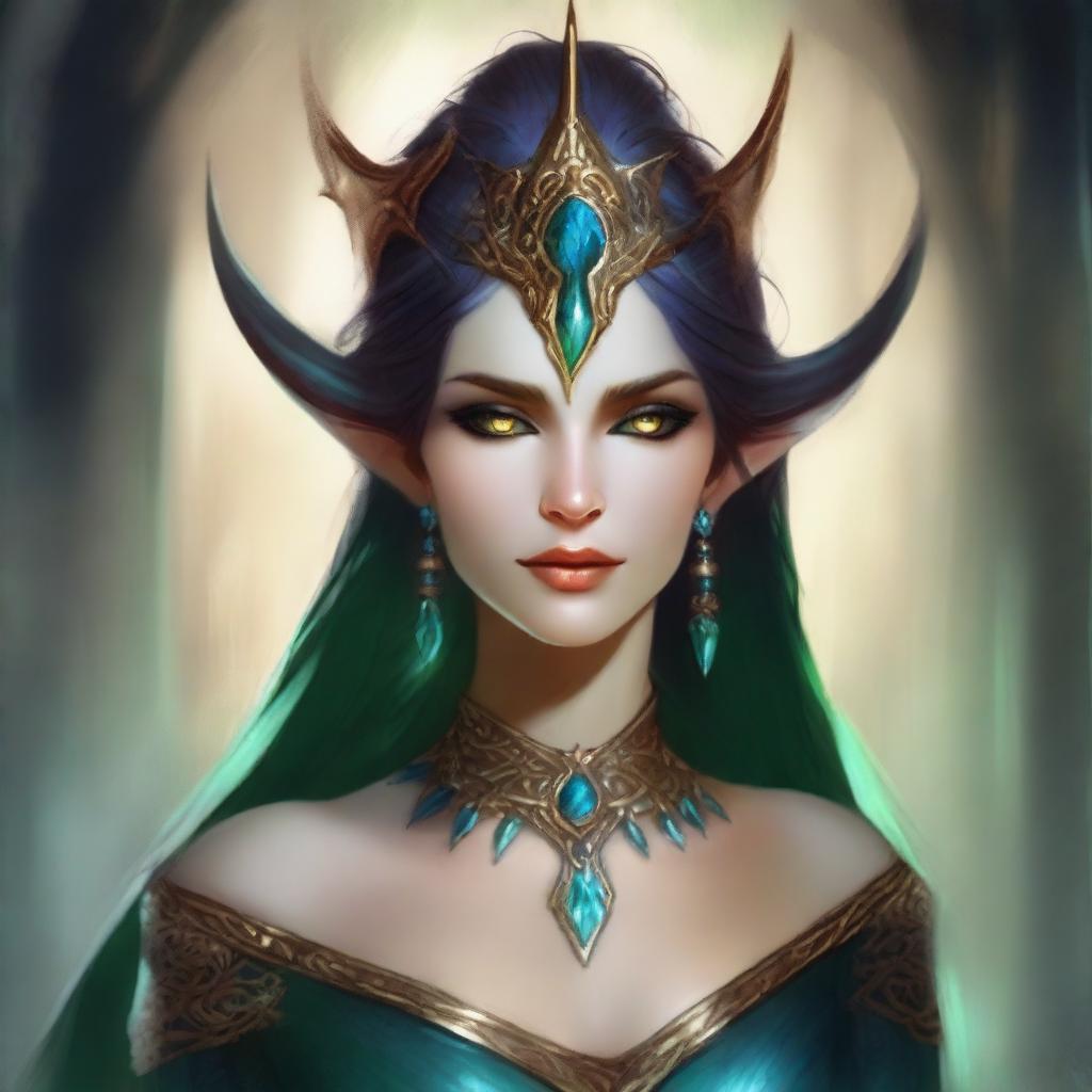 Create an image of a fallen Eladrin lady sorceress