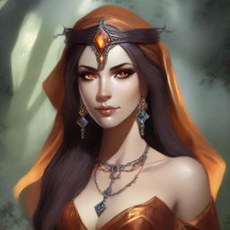 Generate an image of a sexy fallen Summer Eladrin lady sorceress