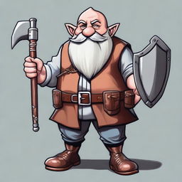 In the universe of Dungeons and Dragons, create an image of a 45-year-old gnome artificer