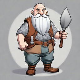 In the universe of Dungeons and Dragons, create an image of a 45-year-old gnome artificer