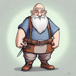 In the universe of Dungeons and Dragons, create an image of a 45-year-old gnome artificer