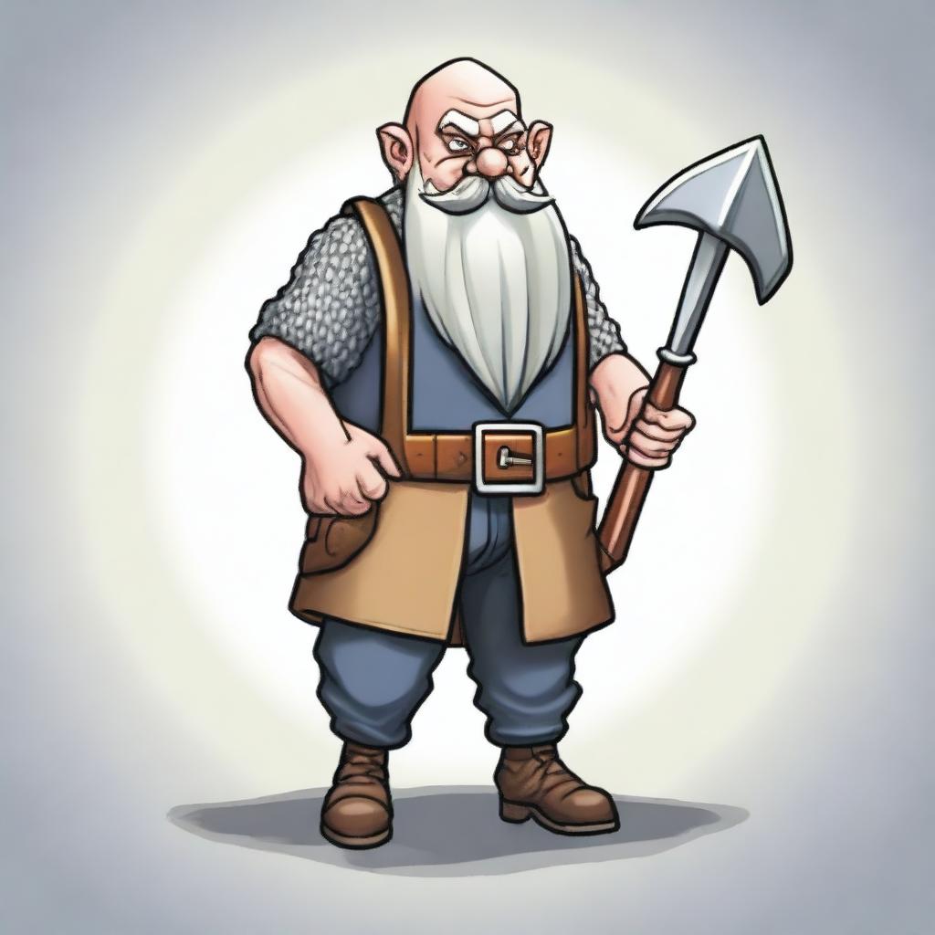 In the universe of Dungeons and Dragons, create an image of a 45-year-old gnome artificer builder