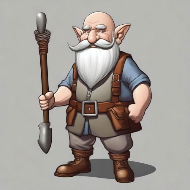 In the universe of Dungeons and Dragons, create an image of a 45-year-old gnome artificer builder