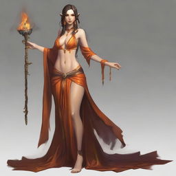 Generate an image of a sexy fallen Summer Eladrin lady sorceress