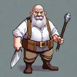 In the Dungeons and Dragons universe, create an image of a 45-year-old gnome artificer builder