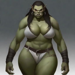 Generate an image of a sexy, large female Orc with big tusks