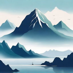 An artistic representation of the concept '山海', which translates to 'Mountain and Sea'