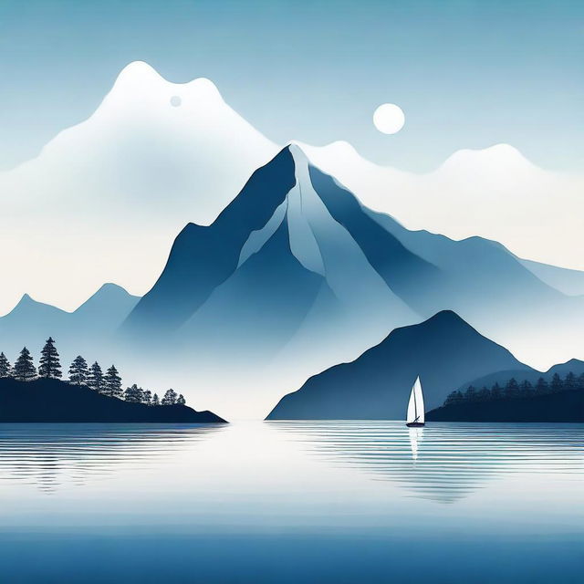 An artistic representation of the concept '山海', which translates to 'Mountain and Sea'