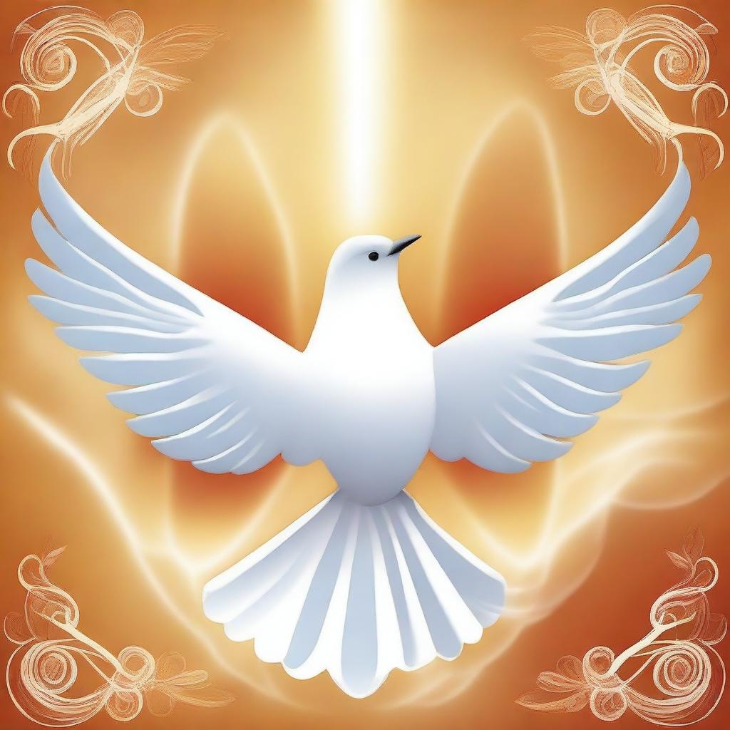 Create a serene and inspiring image representing the Holy Spirit, suitable to be used as a background for a PowerPoint presentation