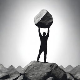 A single person fiercely lifting up a rock