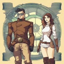 Generate a steampunk, space science fiction comic poster