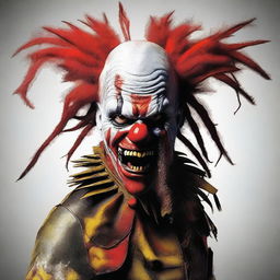 Create an image of a clown fused with the Predator from the iconic Predator franchise