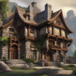 Generate an image of a retirement home set in the Dungeons and Dragons universe