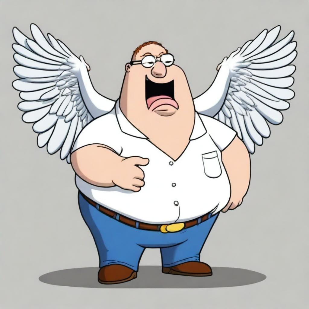 Generate an image of Peter Griffin from Family Guy fused with a mythical griffin