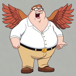 Generate an image of Peter Griffin from Family Guy fused with a mythical griffin