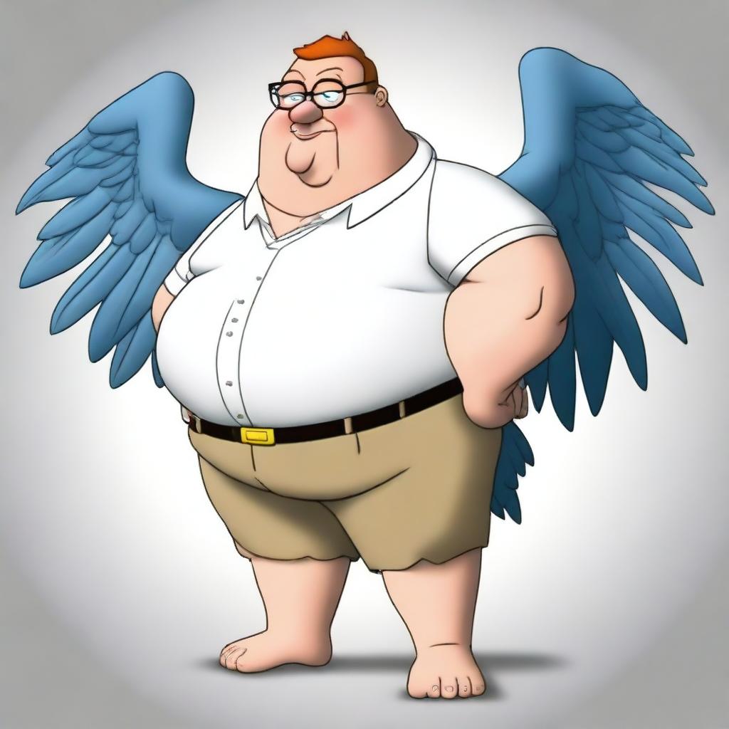 Generate an image of Peter Griffin from Family Guy fused with a mythical griffin