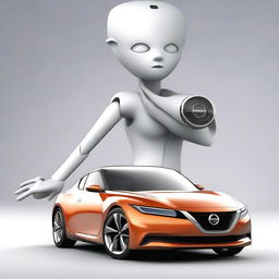 Generate an image of a human personification of a Nissan car