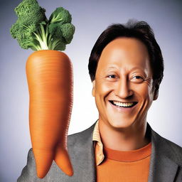 Create an image of actor Rob Schneider, but instead of his human form, depict him as a carrot