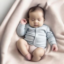 Generate an image of a baby lying in a prone position