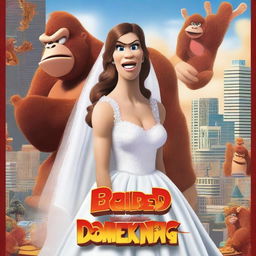 Create a movie poster for a fictional movie titled "Bridezilla vs Donkey Kong"