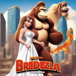 Create a movie poster for a fictional movie titled "Bridezilla vs Donkey Kong" in a realistic style