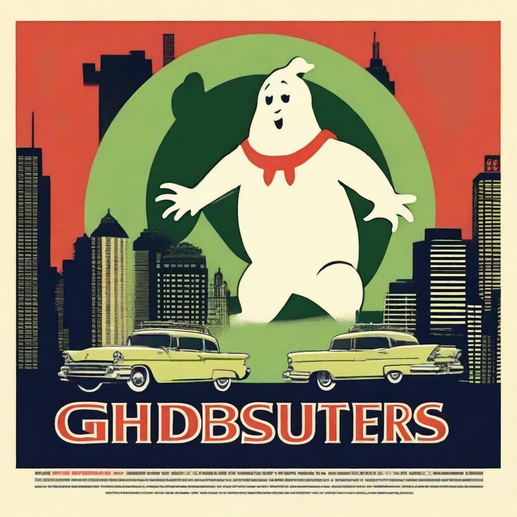 Create a retro 1950s style movie poster for the Ghostbusters