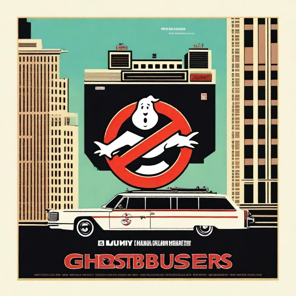 Create a Ghostbusters movie poster in the style of a 1970s Panavision film