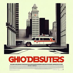 Create a Ghostbusters movie poster in the style of a 1970s Panavision film