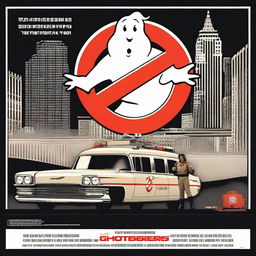 Create a Ghostbusters movie poster in the style of a 1970s Panavision film